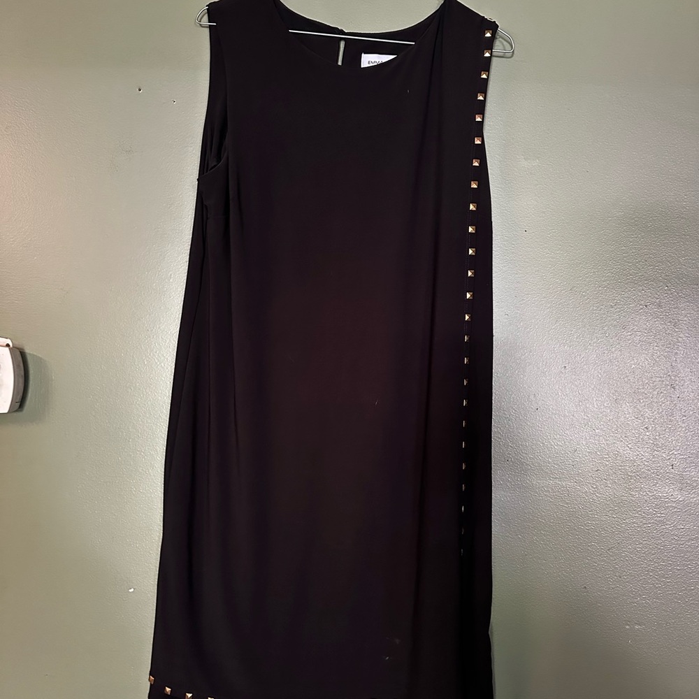 Emma & Michele Black Sheath Mini Dress Sleeveless Crew Neck